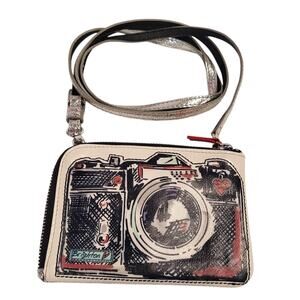 Brighton Crossbody Bag Leather Camera Strike A Pose Mini Card Detachable Strap